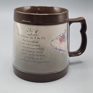 Vintage 70s Thermo-Serv Jag Jaguar Insulated Mug Cup Dart Ind‎ Car Cartoon
